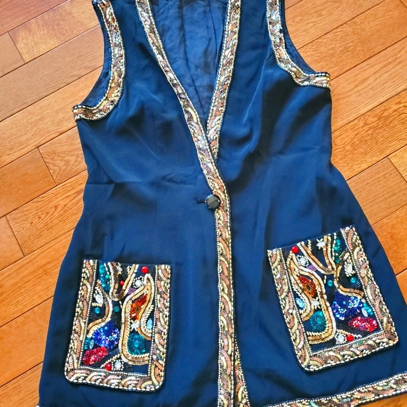 Vintage Sleeveless Blazer Oleg Cassini - Picture 1 of 14